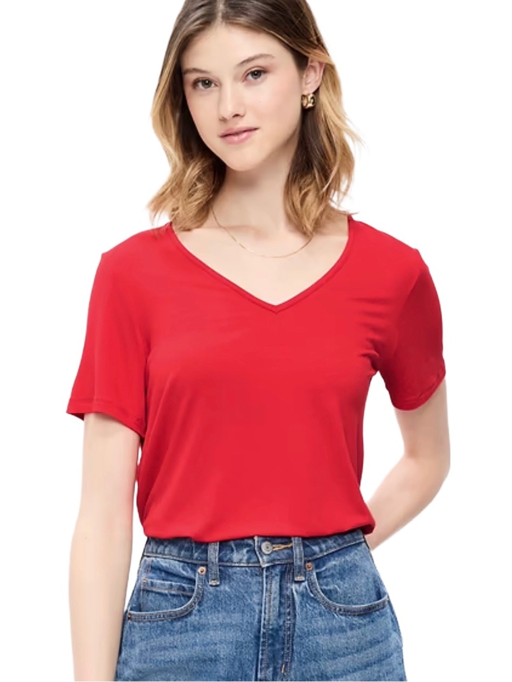 OLD NAVY red luxe v neck tee